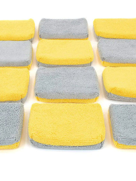 Thin [Saver Applicator Terry] Microfiber Coating Applicator Sponge with Plastic Barrier - 12 pack