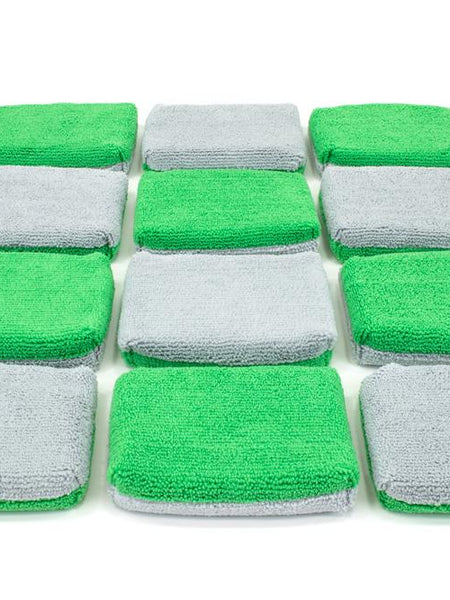 Thin [Saver Applicator Terry] Microfiber Coating Applicator Sponge with Plastic Barrier - 12 pack