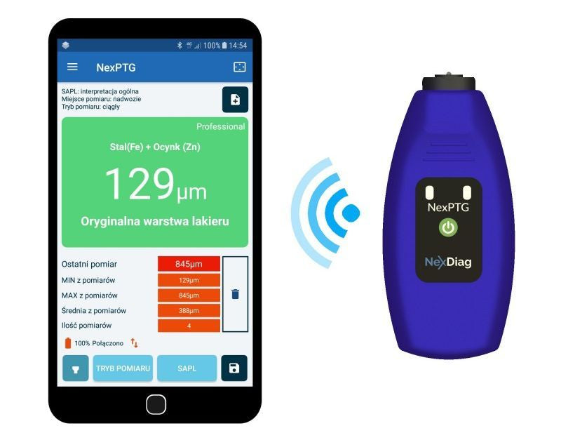 NexPTG Professional Paint Thickness Gauge - Wireless Bluetooth